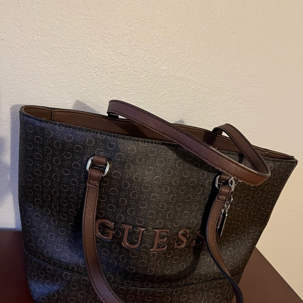 Guess Chocolate Brown Signature Tote - Picture 5 of 9